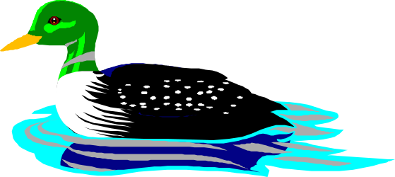 Duck on Blue and White Blanket Clipart