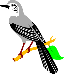 Bird on Branch Clipart with Leaf - Nature Illustration