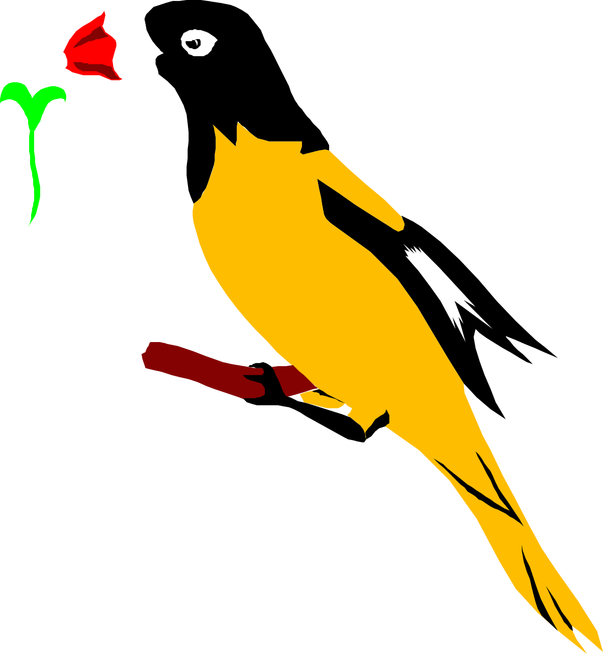 Bird with Flower in Beak Clipart - Charming Nature Illustration