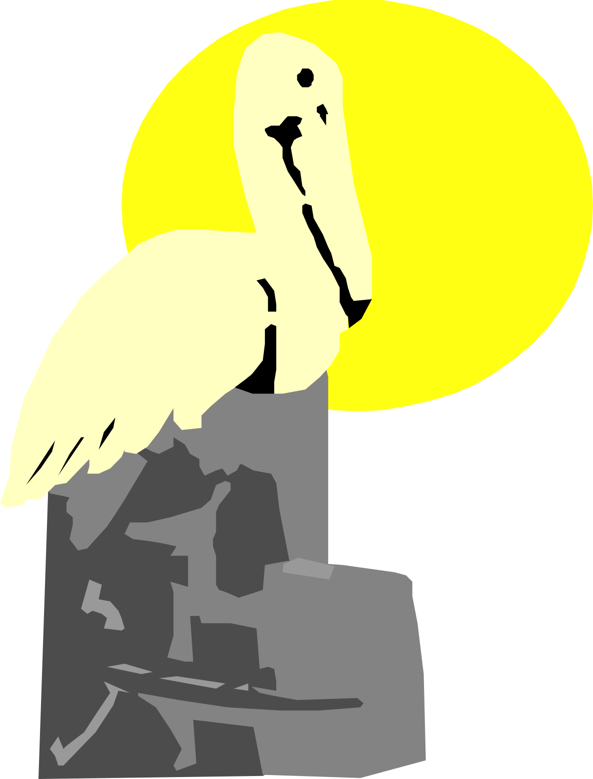 White Bird on Rock Clipart - Serene Nature Scene