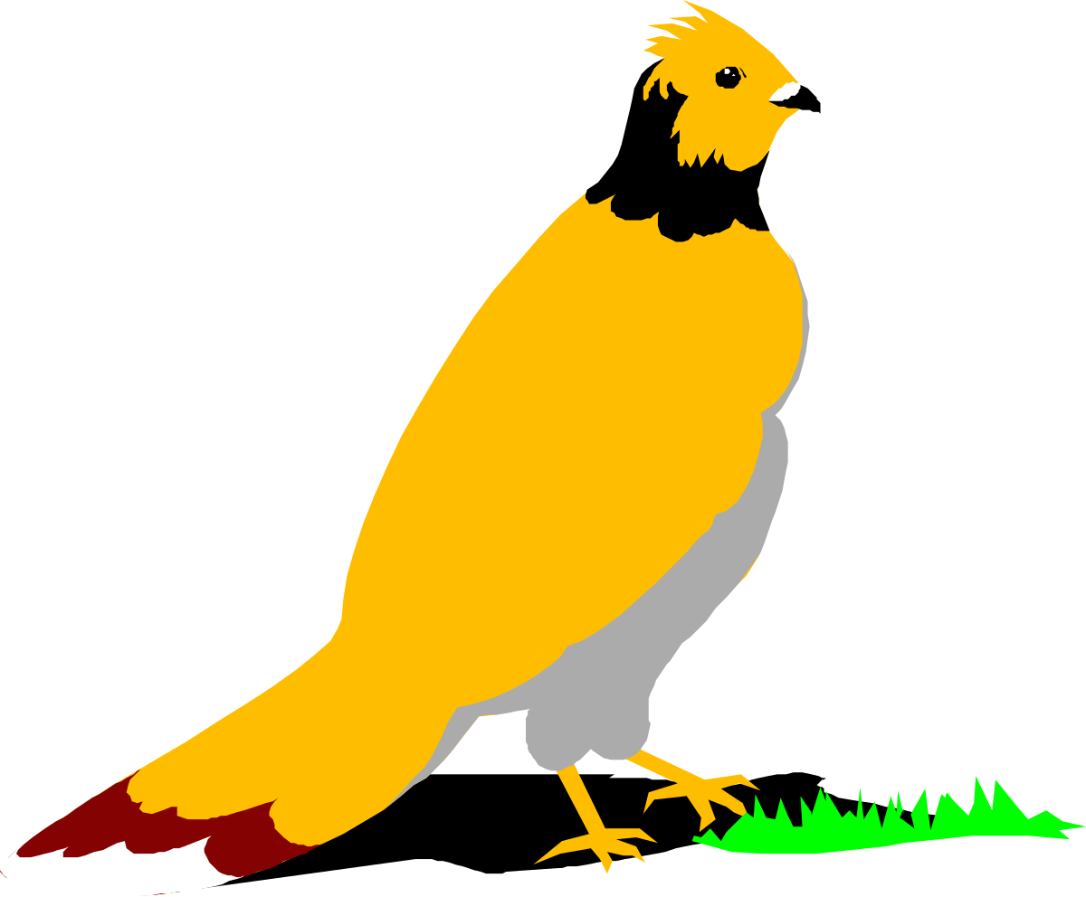 Yellow Bird on a Bold Black Background Clipart