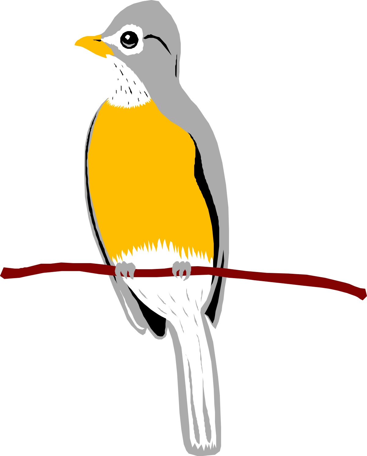 a bird sitting on a branch with a black background clip art png transparent Bird on Branch Clipart - Elegant Avian Illustration on Black Background