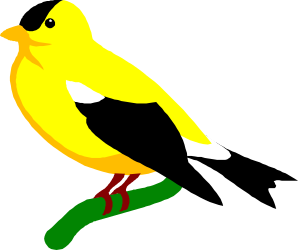 Yellow Bird on Branch Clipart - Vibrant Nature Illustration