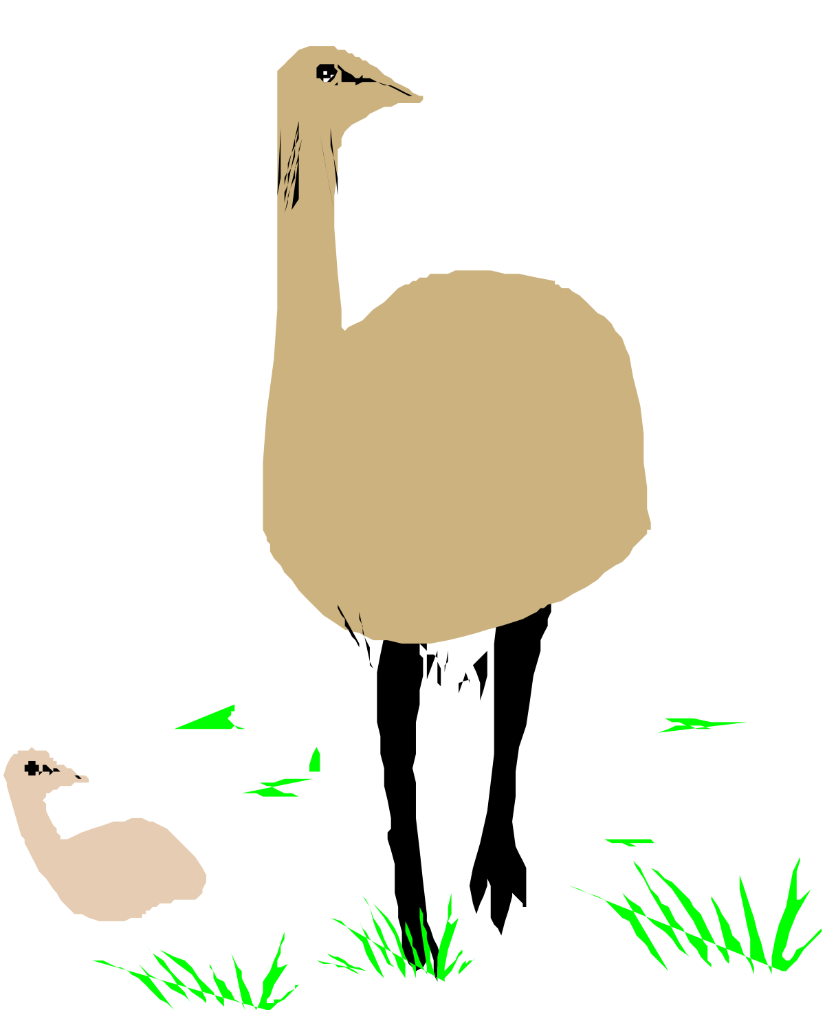 Duck and Duckling in Grass Clipart - Charming Nature Scene