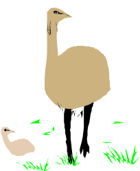 Duck and Duckling in Grass Clipart - Charming Nature Scene