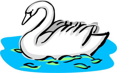 Swan Clipart - Beautiful White Swan Floating on a Tranquil Blue Lake