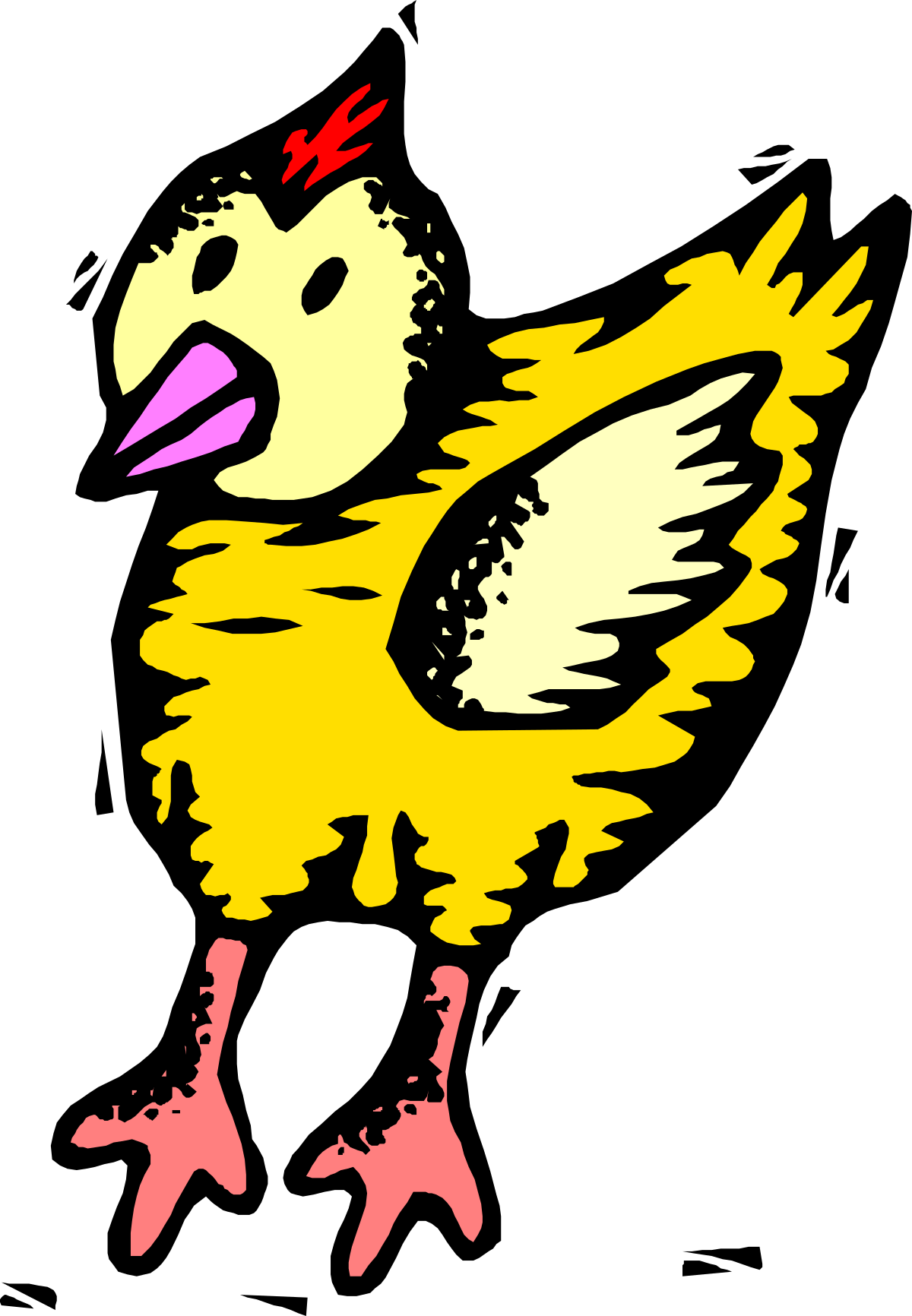 Yellow Bird with Red and Pink Beak Clipart for Vibrant Designs