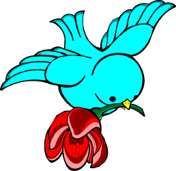 Blue Bird with Flower in Beak - Charming Clipart Collection