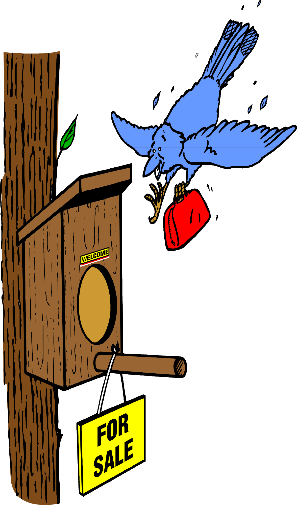 Bird House with Flying Bird Clipart - Perfect for Nature Themes