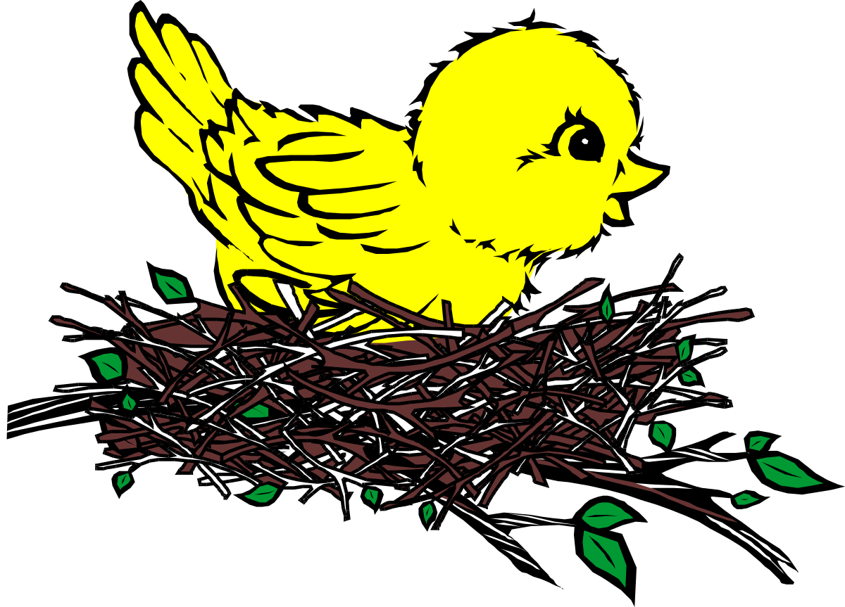 a yellow bird sitting on top of a pile of shredded paper clip art png transparent Yellow Bird Perched on Shredded Paper Clipart