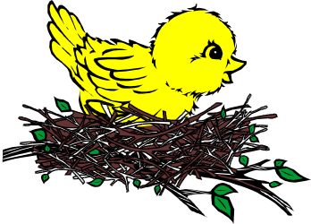 Yellow Bird Perched on Shredded Paper Clipart