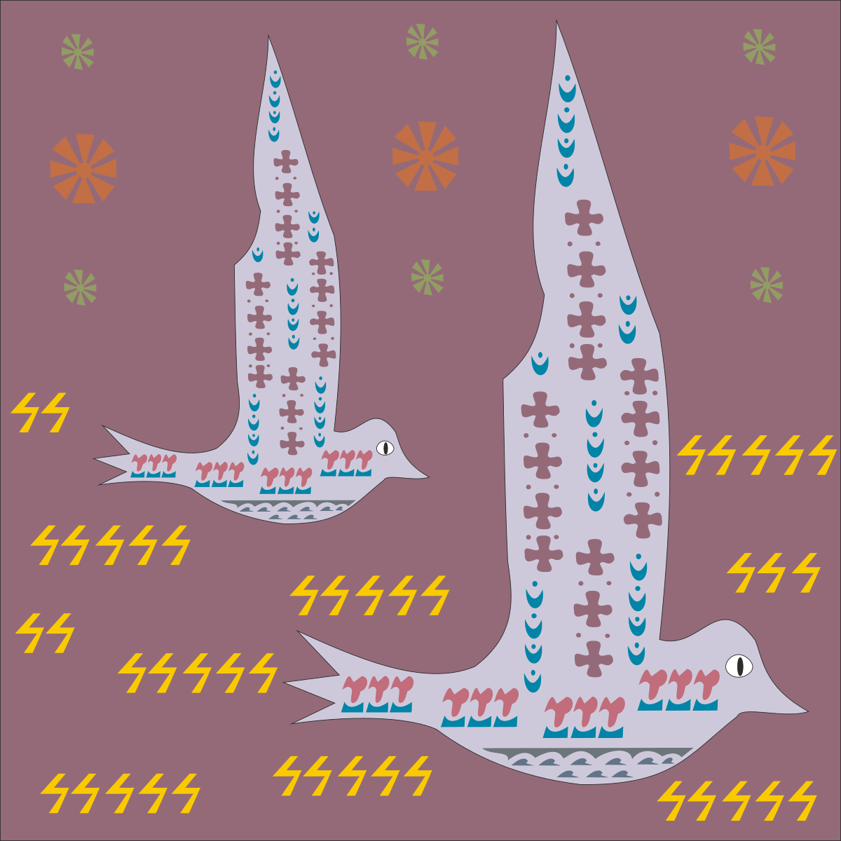 Birds with Crosses Clipart - Unique Decorative Elements for Your Projects