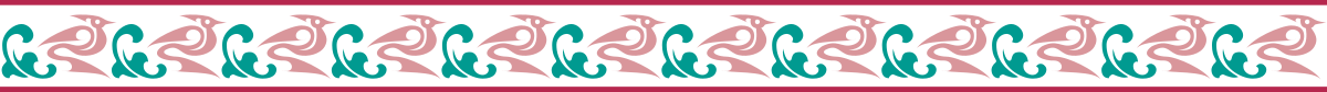 Borders with Animals and Birds - Elegant Pink and Green Striped Clipart