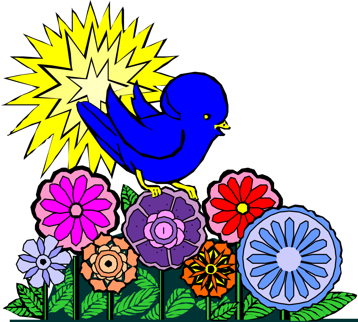 a bird sitting on top of a flower clip art png transparent Bird Sitting on Flower Clipart - Vibrant Nature Illustration