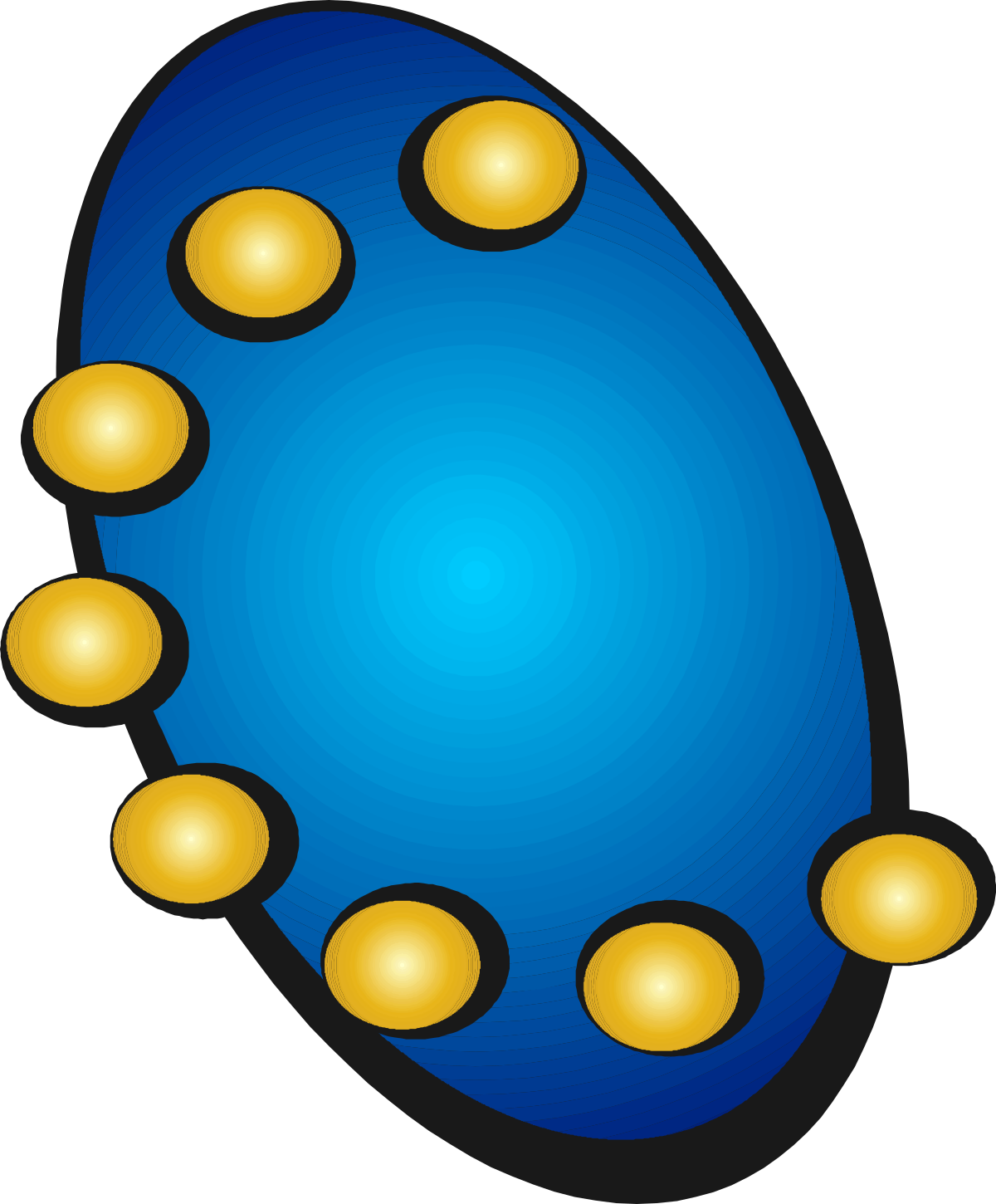Blue and Yellow Sphere with Gold Dots  Vibrant Clipart for Creative Projects