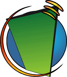 Green and Blue Logo with Yellow Circle - Eye-catching Clipart
