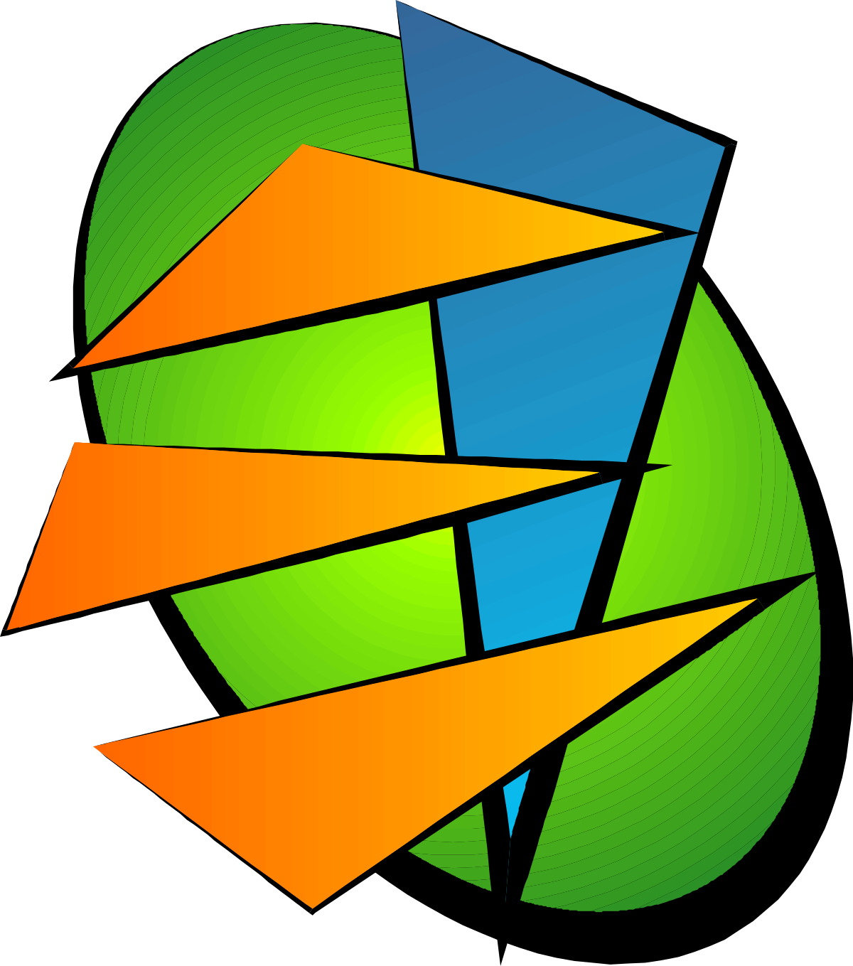 Green and Orange Logo with Black Background | Vibrant Clipart Design