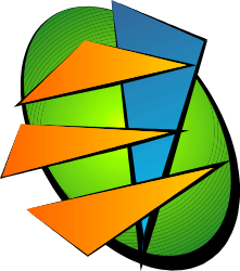 Green and Orange Logo with Black Background | Vibrant Clipart Design