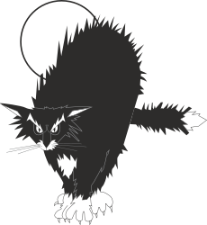 Black and White Cat Under a Full Moon Clipart