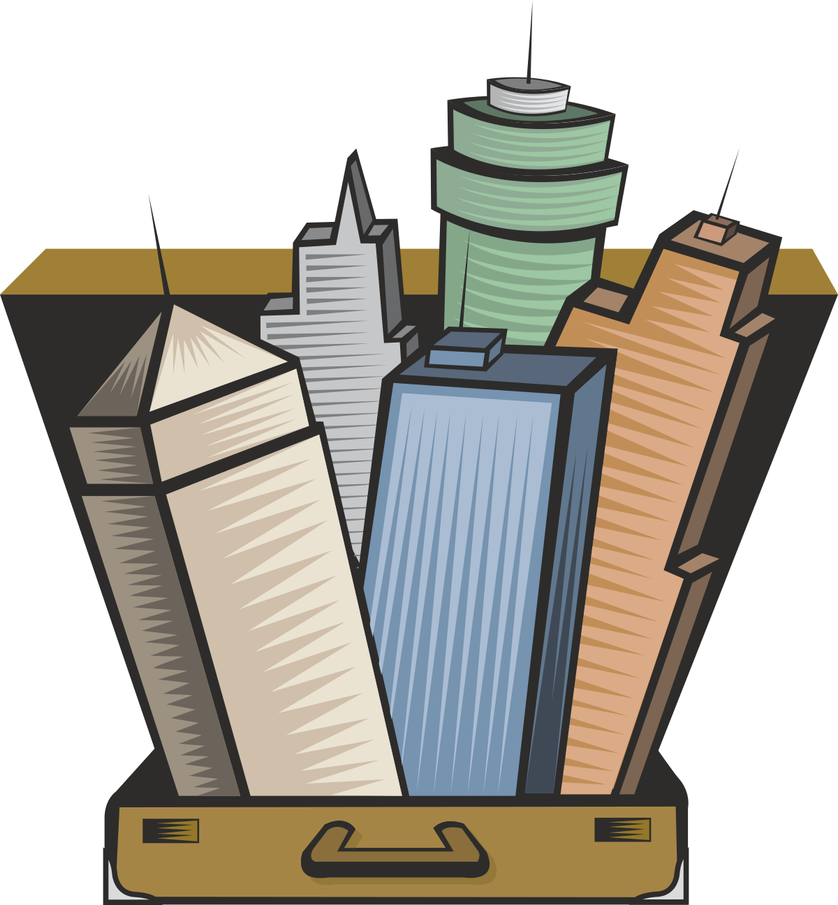 Suitcase with Papers and Cup Clipart - Ideal for Travel & Business Designs