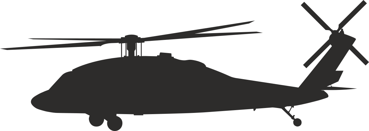 Helicopter Silhouette on Black Background - Stunning Clipart for Your Projects
