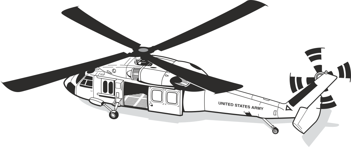 Helicopter Clipart  Stunning Black and White Outline Illustration