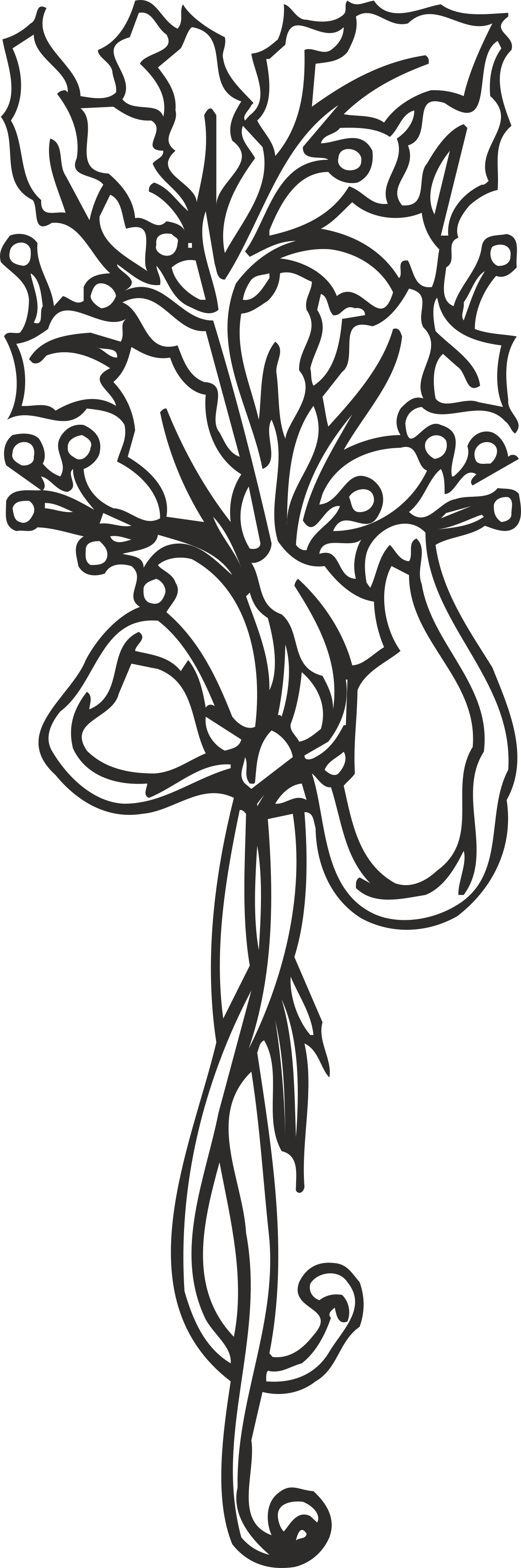Tree Clipart: Black and White Drawing of a Beautiful Bouquet Design