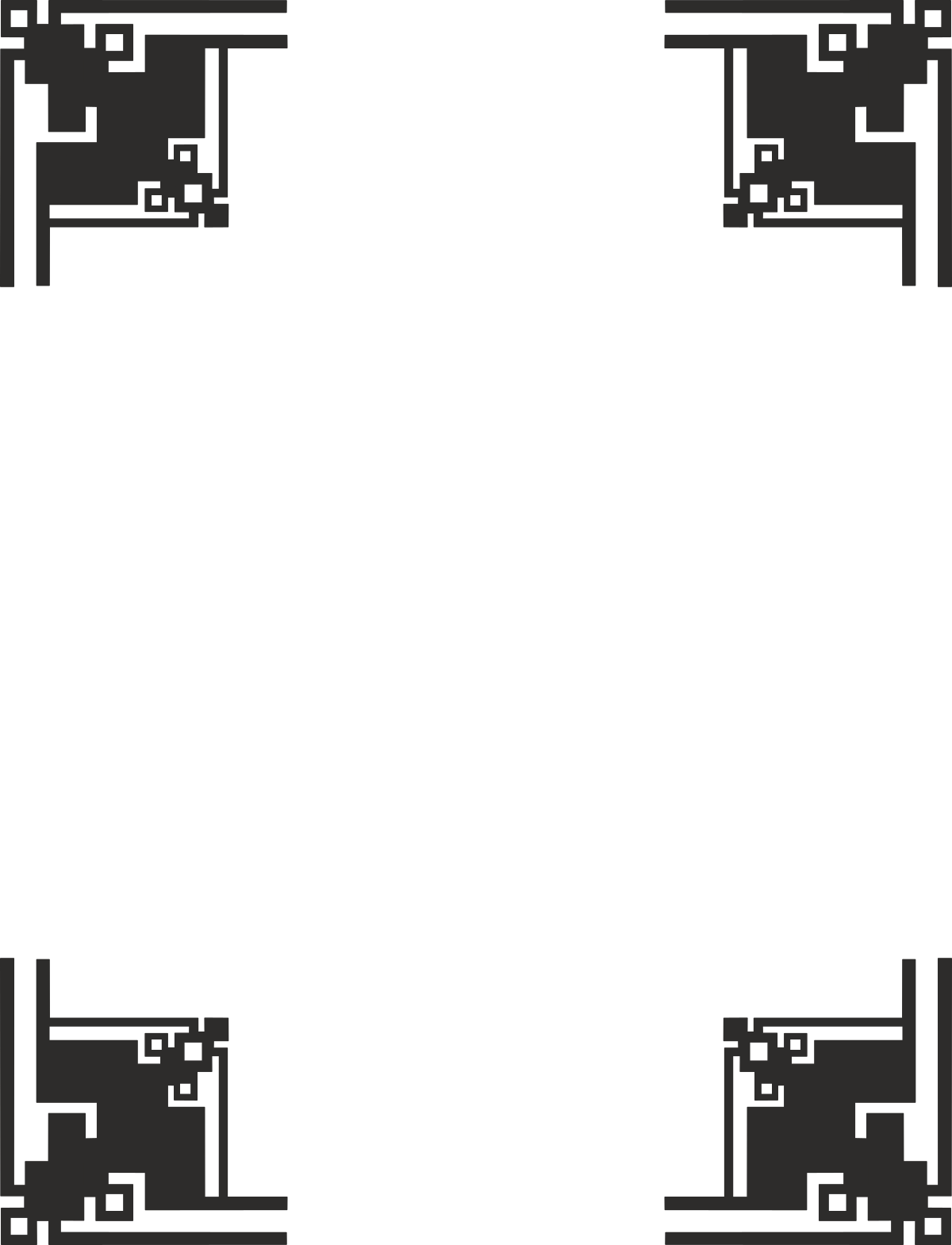 Black and White Square Frame Borders  Elegant Oriental Clipart
