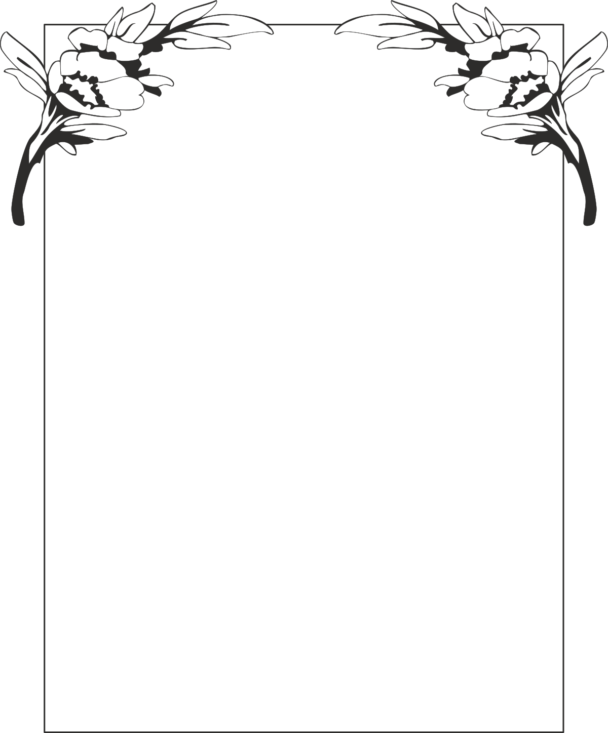 a black and white floral frame clip art png transparent Elegant Black and White Floral Frame Clipart - Borders and Plants
