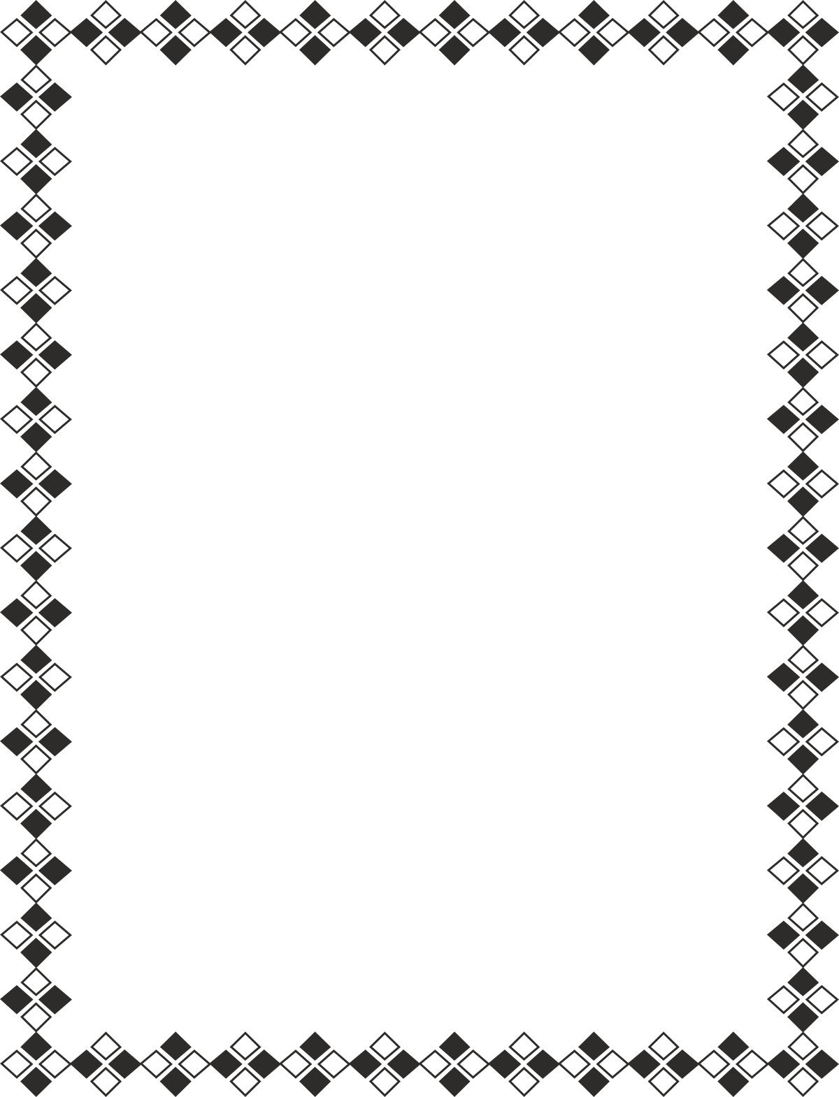 a black and white square frame with a diamond pattern clip art png transparent Elegant Black and White Diamond Pattern Frame Clipart - Borders and Frames