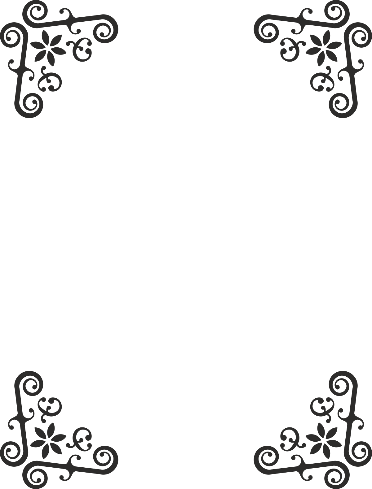 Elegant Black and White Borders with Scrolls - Stunning Plant Clipart