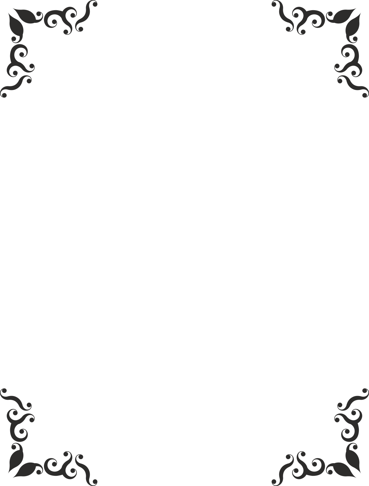 Elegant Floral Black and White Border Clipart for Creative Design
