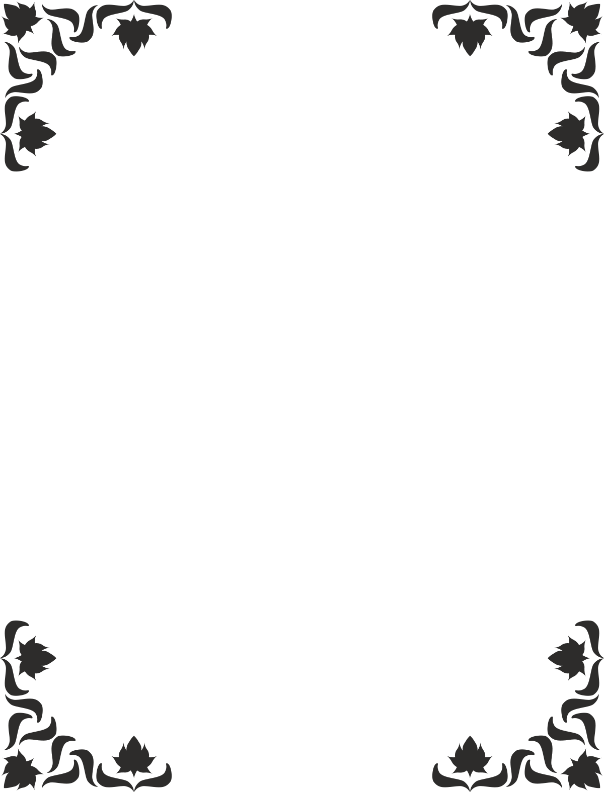 a black and white frame with a floral pattern clip art png transparent Elegant Black and White Floral Borders and Corners Clipart
