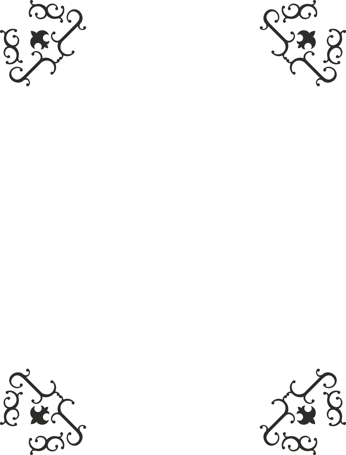 Elegant Floral Design Borders and Corners Clipart - Black and White