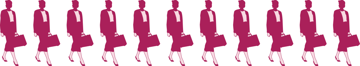 Borders and People in Pink and White Clipart - Vibrant Line of Women