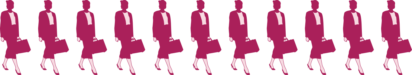 Borders and People in Pink and White Clipart - Vibrant Line of Women