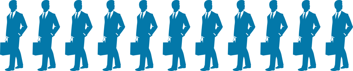 Borders of People Clipart - Blue and White Line Design