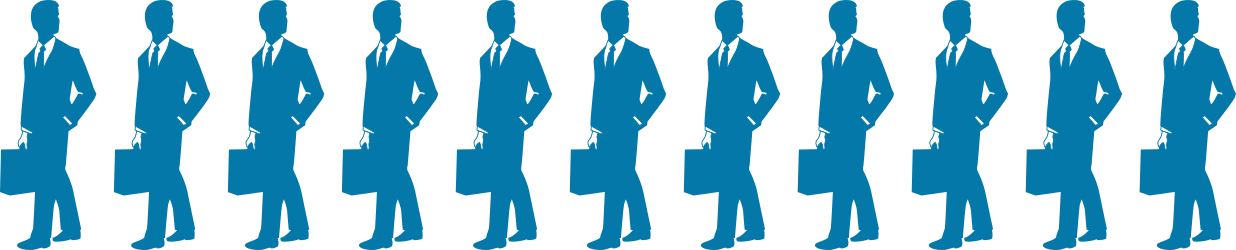 Borders of People Clipart - Blue and White Line Design