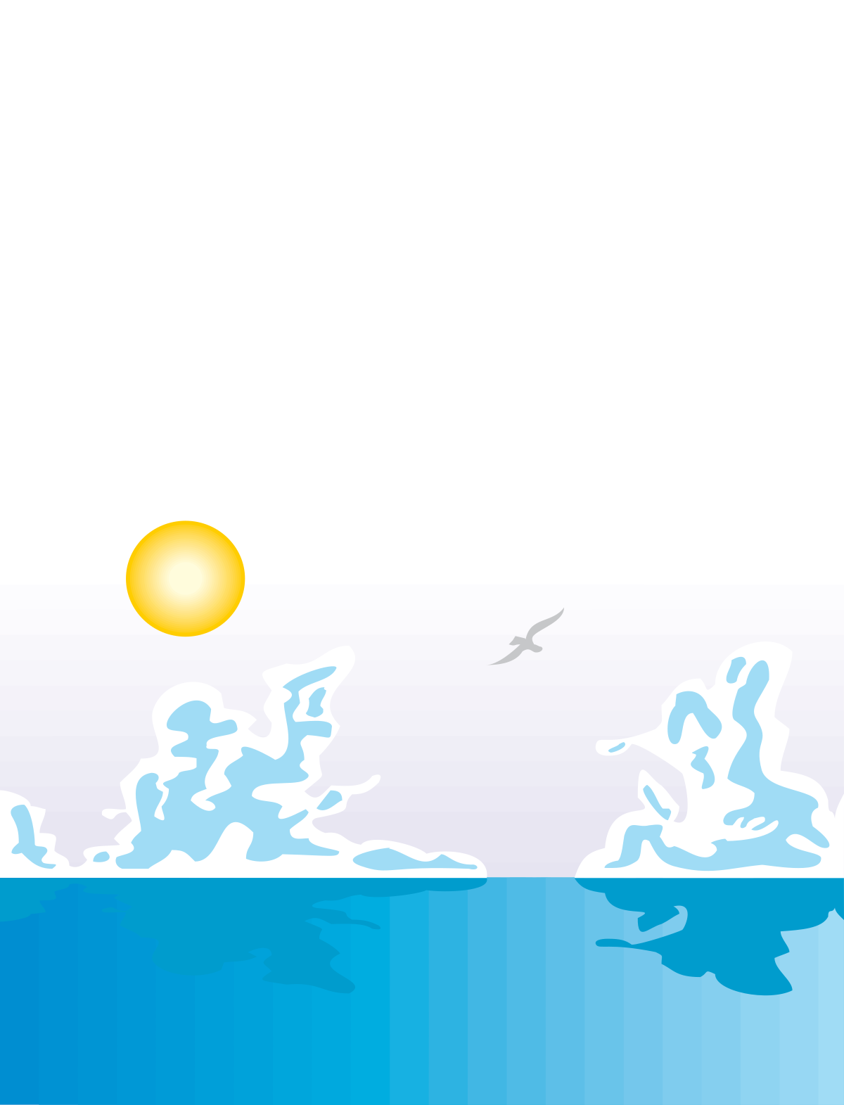 Borders Clipart: Blissful Leisure Scene with Blue Ocean and Golden Sun