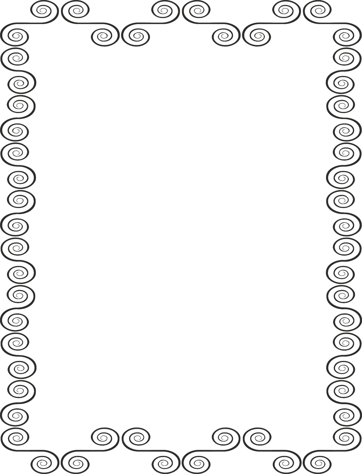 Black and White Swirly Line Borders and Frames Clipart