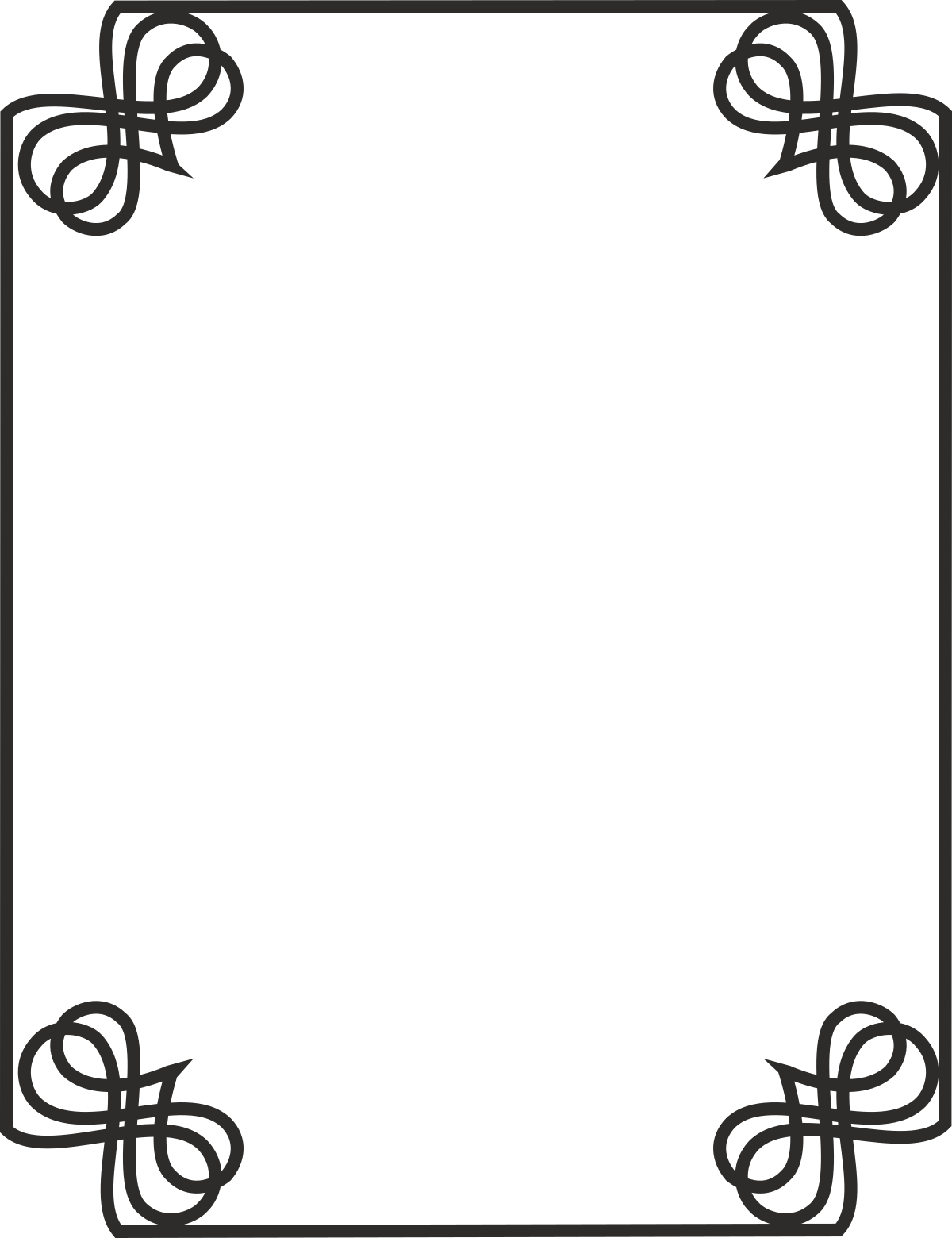 a black and white frame with a bow clip art png transparent Elegant Black and White Borders and Frames with Bow - Clipart Collection