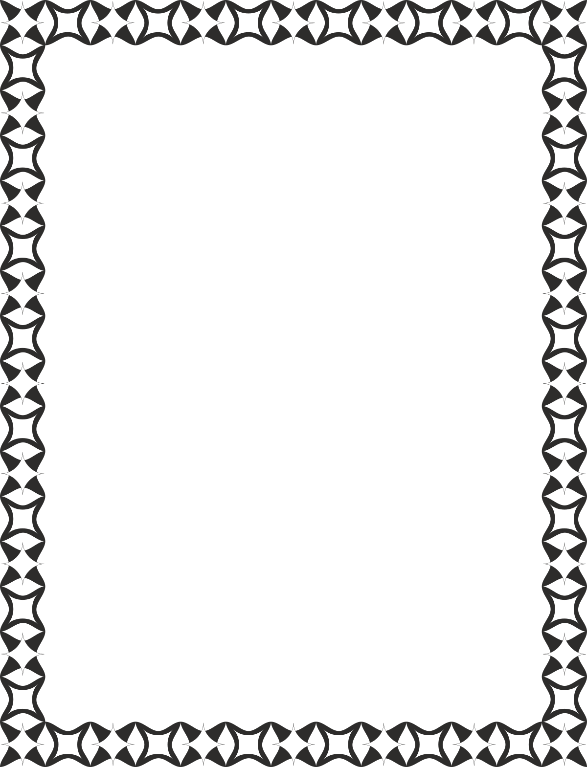 Borders and Frames Clipart: Elegant Black and White Square Design with Stars