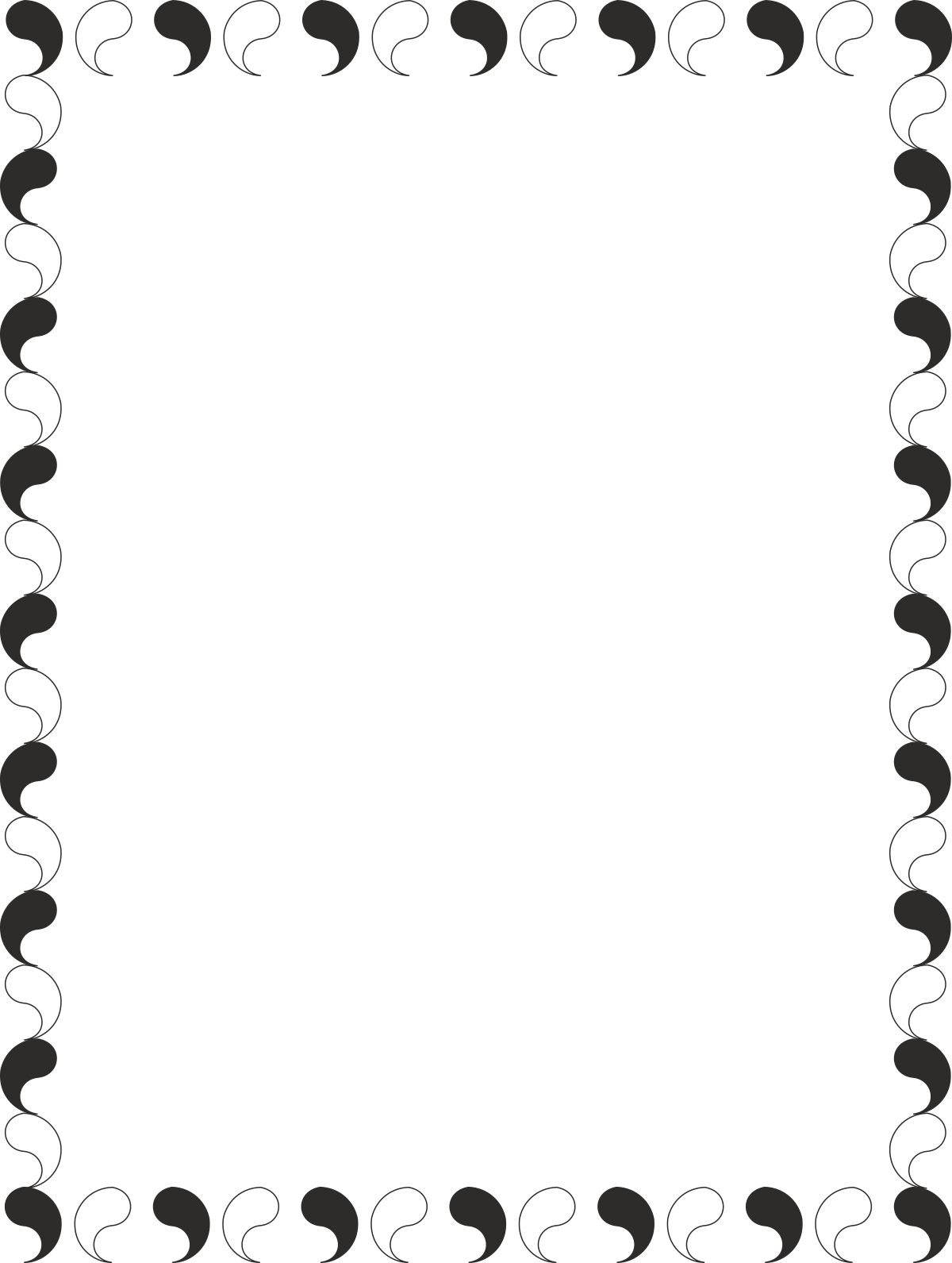 Black and White Square Frame Clipart with Elegant Patterns