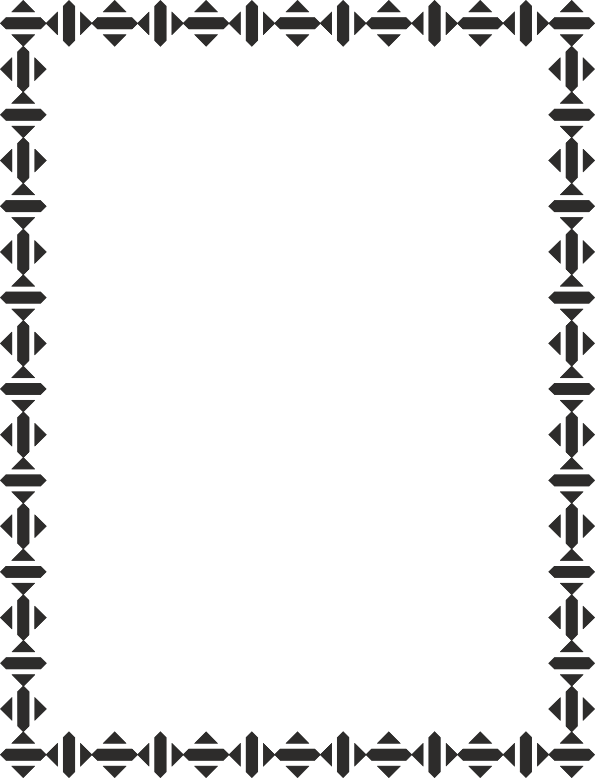 Elegant Black and White Frame with Diamond Patterns - Custom Borders & Clipart