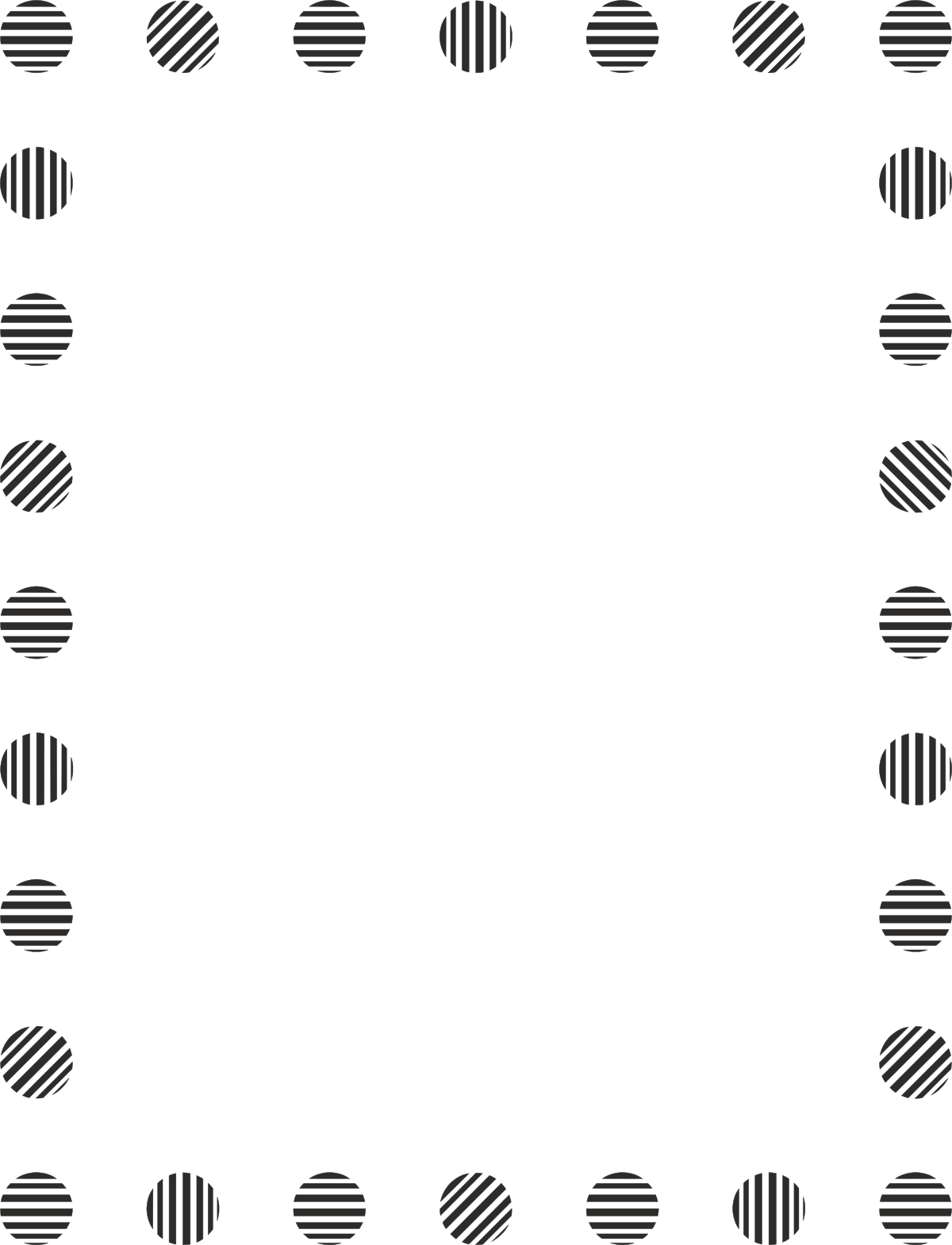 Borders and Frames: Black and White Circular Square Clipart Design