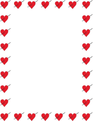 Holiday Borders Clipart: Red Hearts on Black Background