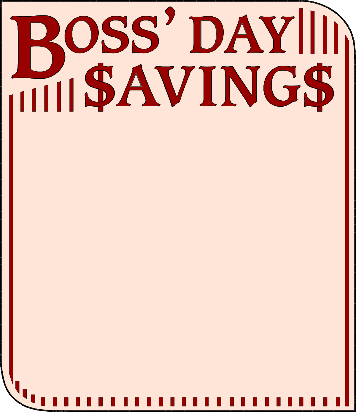 Boss's Day Savings Clipart - Red and White Business Sign