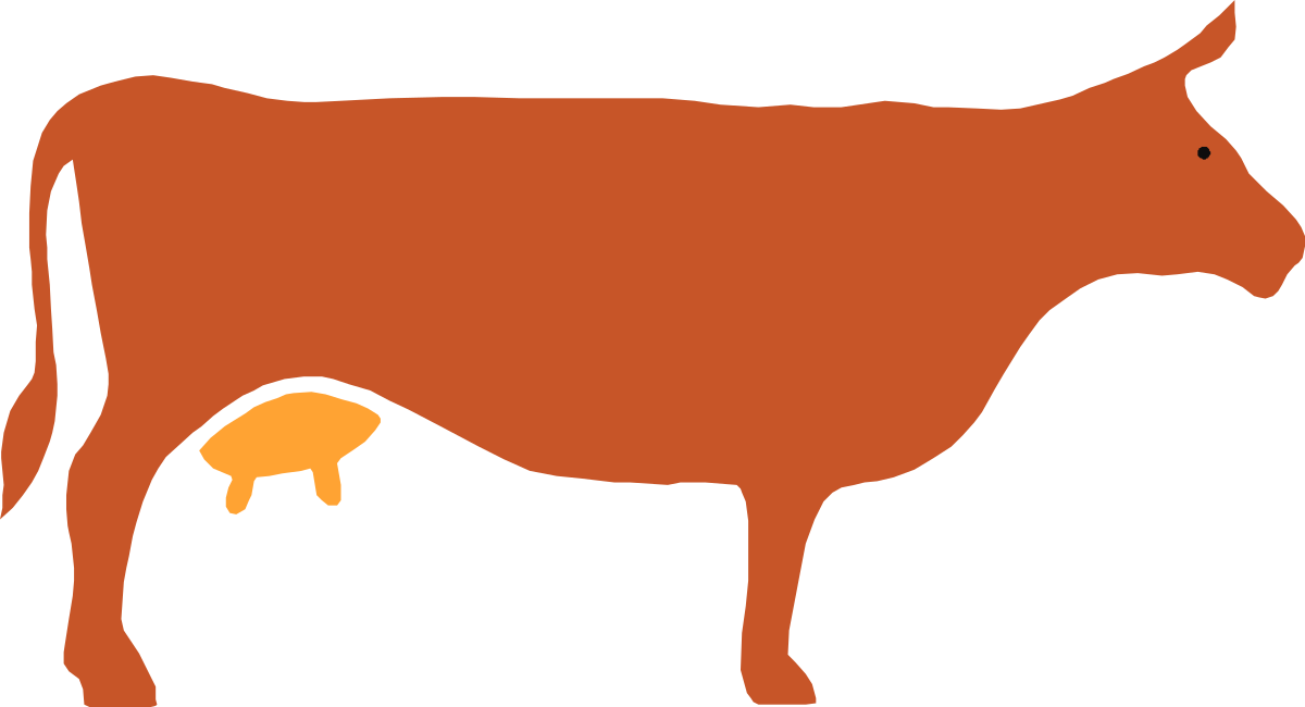 Brown Cow on Black Background Clipart