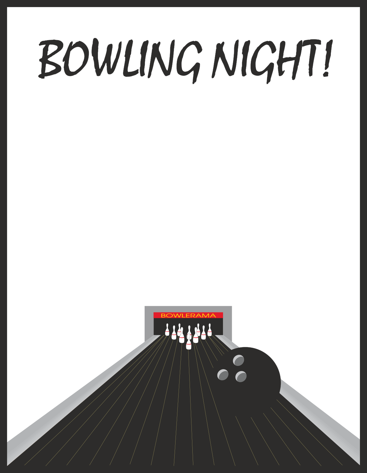 Bowling Night Poster Clipart - Vibrant Borders & Leisure Themes
