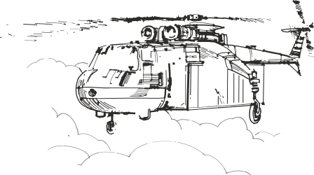 Helicopter Flying Through Clouds - Stunning Clipart Image
